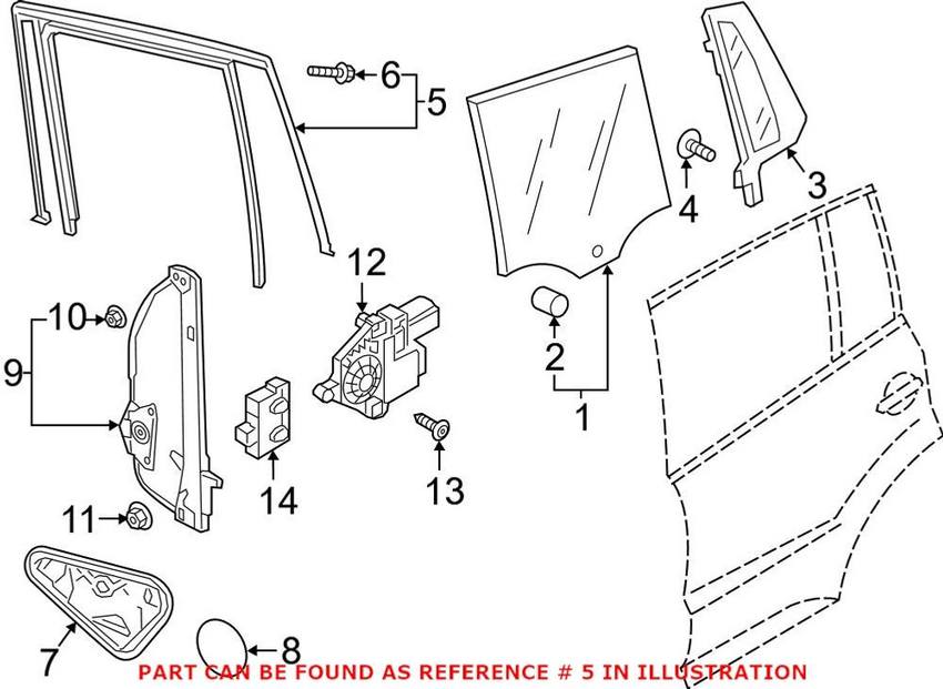 VW Window Channel - Rear Passenger Side 5NN839432AVNH